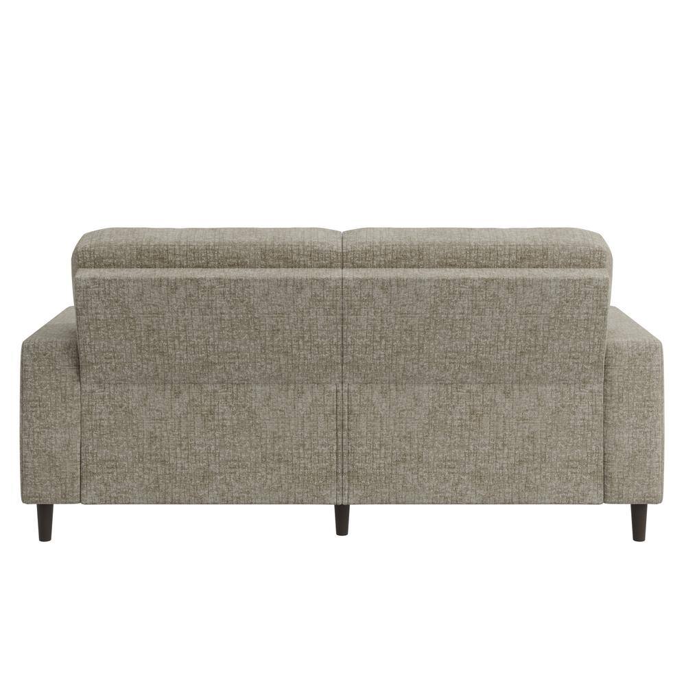 Textured Taupe Chenille Fabric Lawson Sofa with Solid Wood Legs