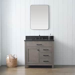 Jasper 36 in. W x 22 in. D Bath Vanity in Textured Gray with Blue Limestone Top in Carrara White with White Sink