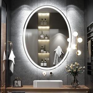 24 in. W x 32 in. H Oval Frameless Backlit LED Anti-Fog Wall Bathroom Vanity Mirror in Tempered Glass