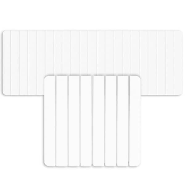 castellousa Diatomite Quick-Dry Stone Water-Absorbing White Bath Mat Set Extra Large and Small