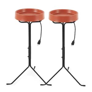 Weather Resistant Heated Birdbath with Round Basin and Metal Stand (2-Pack)