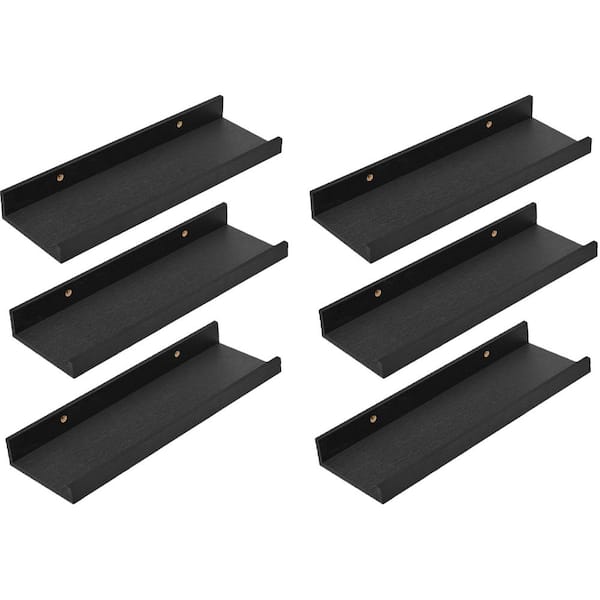 Unbranded 15.7 in. W x 5.1 in. D Black Floating Shelves Decorative Wall Shelf Set of 6