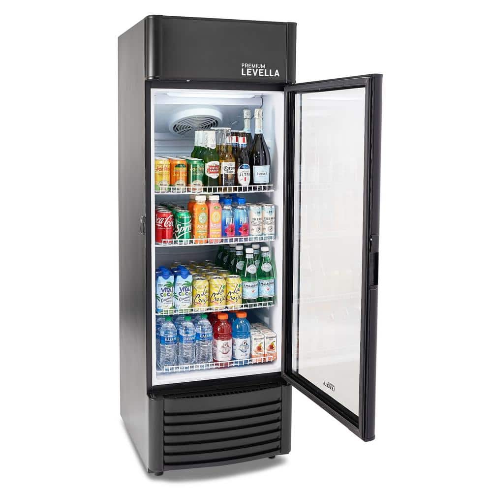 Premium Levella 9.0 cu ft 1-Glass Door Commercial Refrigerator, Matte Black