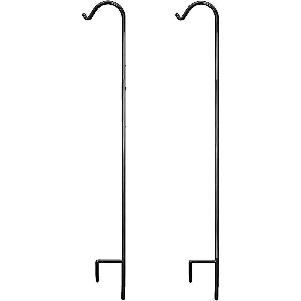 92-Inch Black Solid Metal Outdoor Shepherd Hooks (2 Pack)