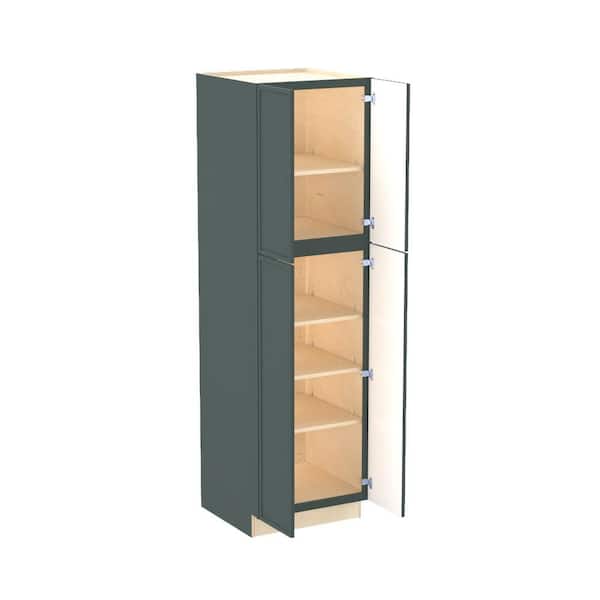 Franklin 24 in. W x 24 in. D x 84 in. H Assembled Plywood Pantry Kitchen Cabinet in Verdant Green with Soft Close