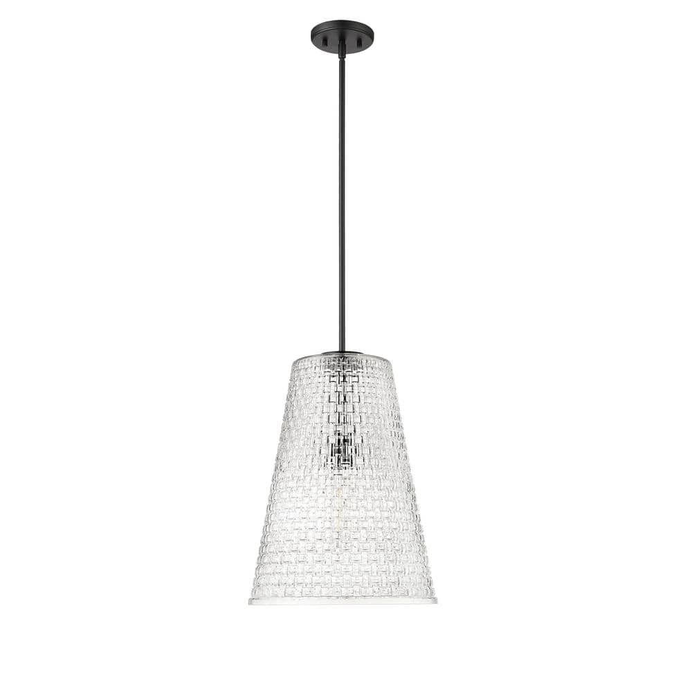 Saben 60-Watt 1-Light Matte Black Pendant-Light Rattan Lattice Clear Shade price history on PriceWatchPro