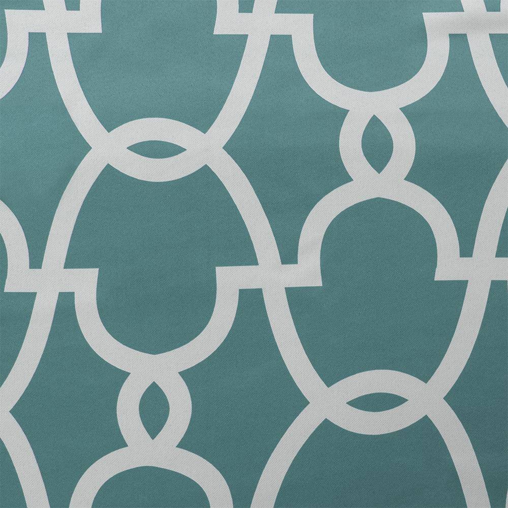Teal Geometric Blackout Grommet Top Extra Long Drapes