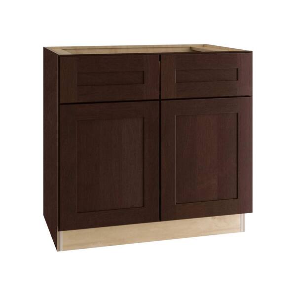 Hargrove Cinnamon Stain Plywood Shaker Assembled Base Kitchen Cabinet Soft  Close 36 in W x 24 in D x 34.5 in H