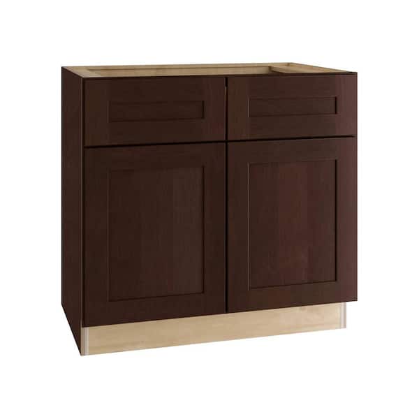 Home Decorators Collection Franklin Stained Manganite Plywood Shaker Assembled Bathroom Cabinet Soft Close 36 in W x 21 in D x 34.5 in H