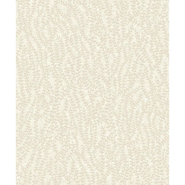 Seabrook Designs 57.5 sq. ft. Off-White Seaweed Beaded Branches Nonwoven Paper Unpasted Wallpaper Roll