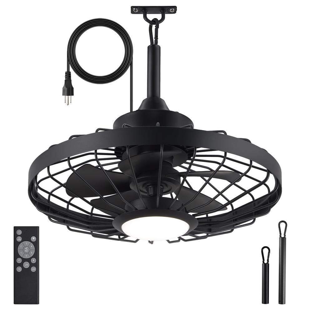 HINNIXY 20 in. Outdoor Black Waterproof Caged Ceiling Fan