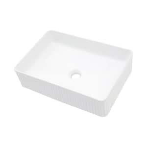 20 in . Vessel Rectangular Bathroom Sink in White Ceramic