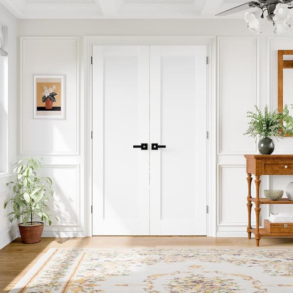 TENONER 56 in. x 80 in. Primed Wood 1-Panel Door with Assembly
