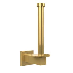 Montero Collection Upright Single Post Toilet Paper Holder and Reserve Roll Holder in Unlacquered Brass