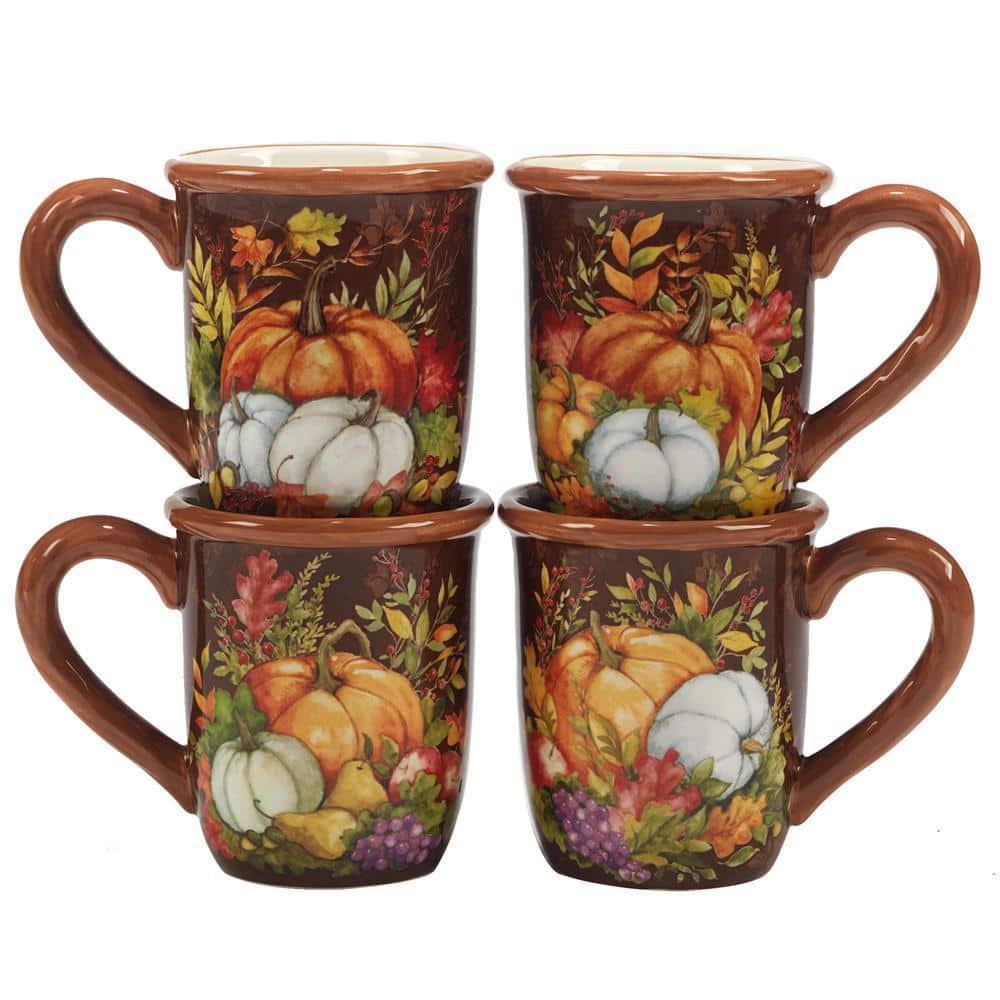 all holiday coffee mug sets Fancy Farmhouse Holiday Set of 4 Ceramic Mugs with Real Gold Trim, Rustic Christmas Kitchen Coffee Cup Decoration