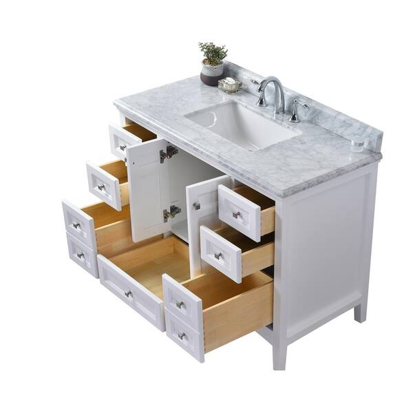 Ari Kitchen And Bath Luz 42 In Single Vanity White With Marble Top Carrara Basin Akb Wht The Home Depot Ari Kitchen And Bath Luz 42 In Single, Luz 60 Double Sink Bathroom Vanity Set