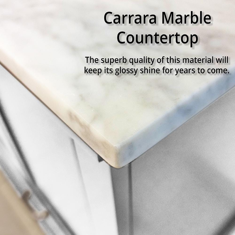 Dukes 48" White Marble Top Vanity with Mirror and Faucet