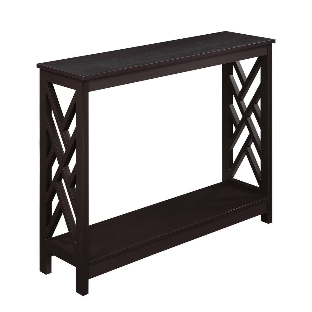 Espresso Finish Sleek 40" Transitional Wood Console Table with Shelf