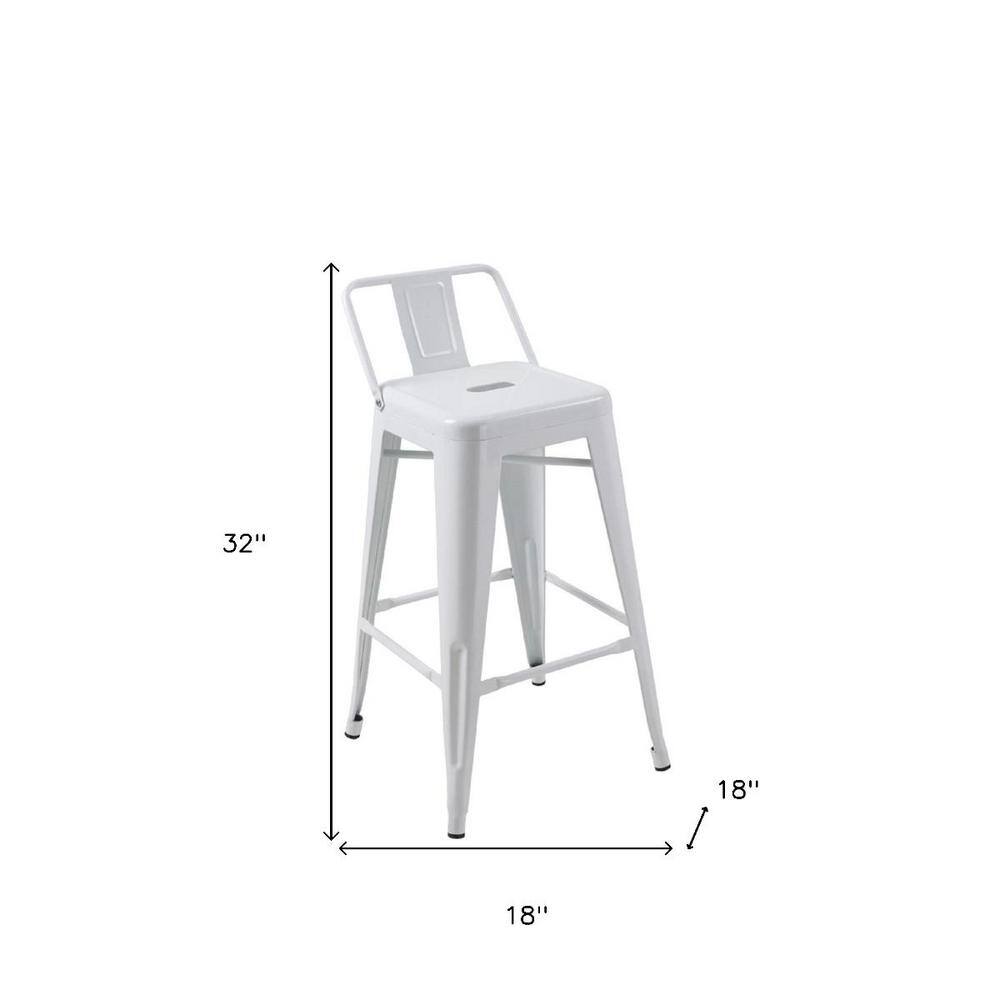26" White Metal Backless Counter Height Bar Stools Set of 4