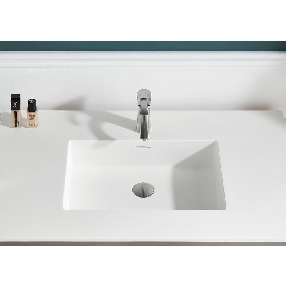 Brushed Nickel and Glossy White Glass Console Sink