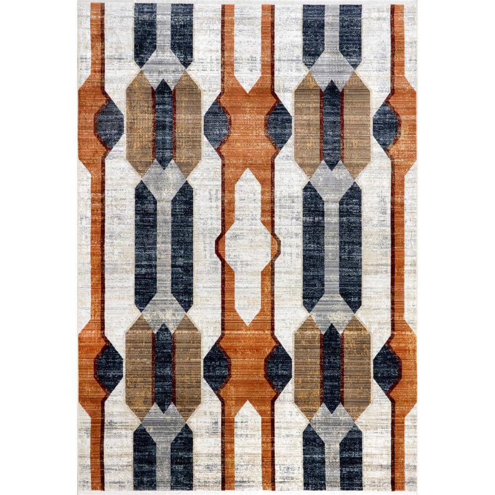 nuLOOM Marita Distressed Geometric Beige 8 ft. x 10 ft. Area Rug BDSN20A80106 The Home Depot