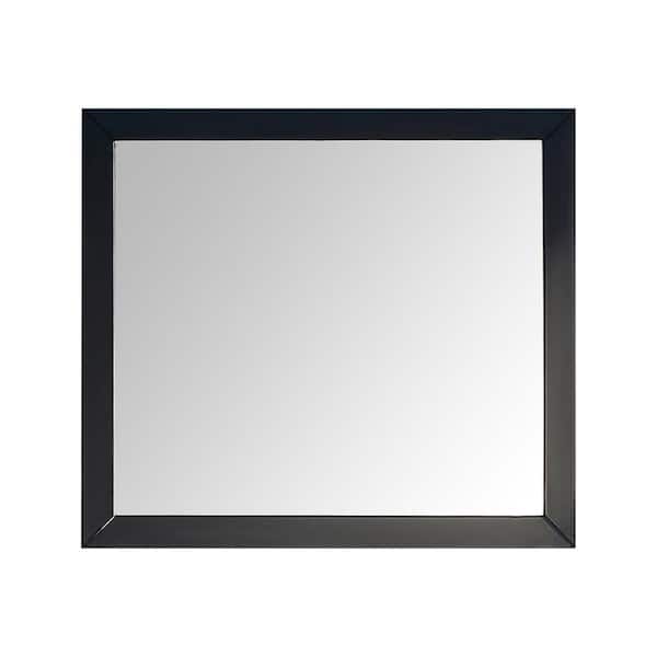 Tatahance 36 in. W x 32 in. H Rectangular Framed Wall Mounted Bathroom Vanity Mirror with 100% Solid Oak in Dark Blue