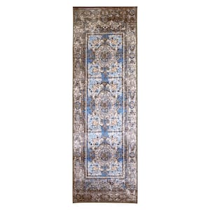 Ezra Multi-Colored 2 ft. 7 in. x 8 ft. Traditional Medallion Non-Slip Area Rug