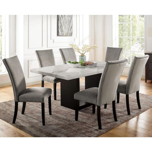 Southwind Light Gray and Black Upholstered Side Dining Chairs (Set of 2)