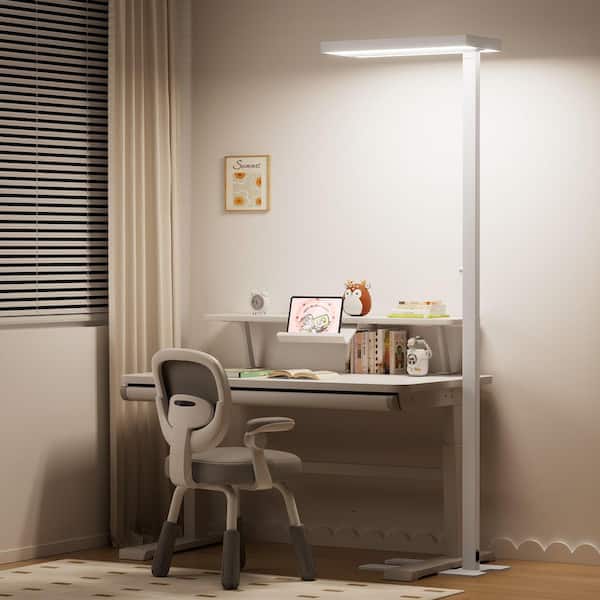 77.5 in. White 1-Light Modern Dimmable LED Standard Floor Lamp 4000K Natural Daylight Tall Floor Lamp for Living Room