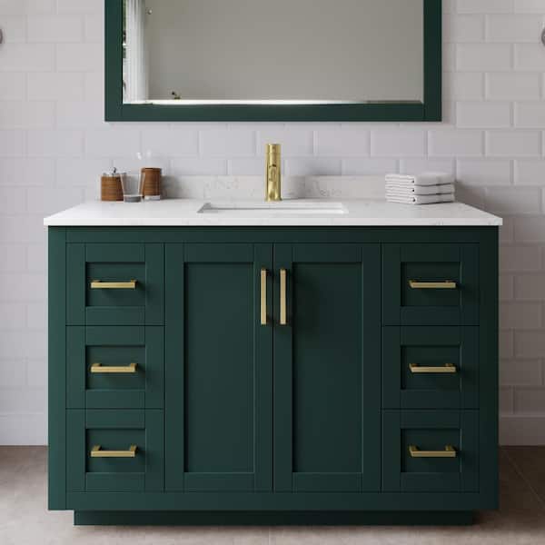 Wyndham Collection Miranda 48 in. W x 22 in. D x 33.75 in. H Single Bath Vanity in Green with Carrara Cultured Marble Top