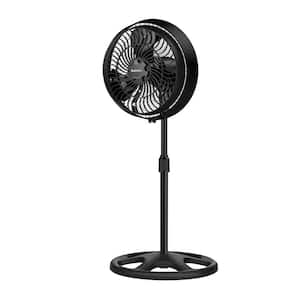Outdoor 16 in. Oscillating Misting Stand Fan Black 3 Speed with Adjustable Height and GFCI Plug