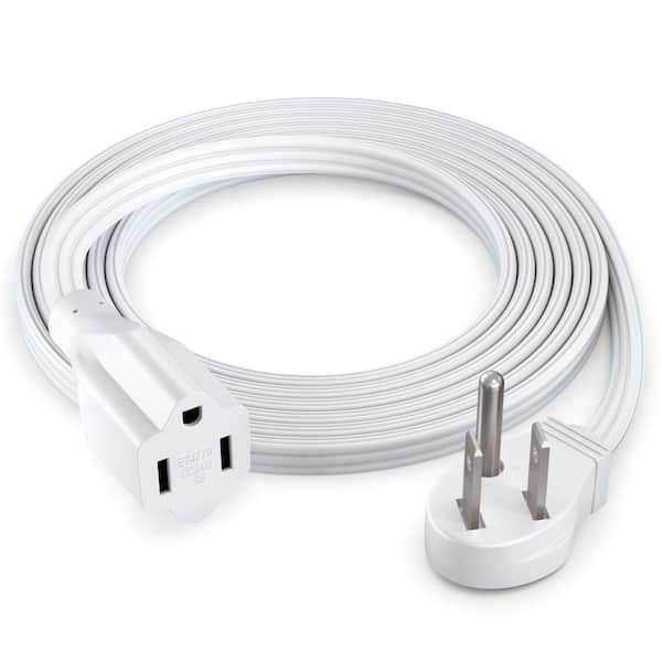 6 ft. 16/3 Light Duty Indoor Extension Cord Angled Flat Plug Flat Wire, 13Amps, White