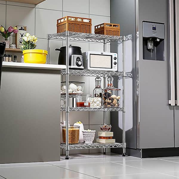 Chrome 4-Tier Steel Shelf, 1000 lbs. Capacity for Pantry Storage (13.7 in. D x 29.5 in. W x 47.2 in. H)
