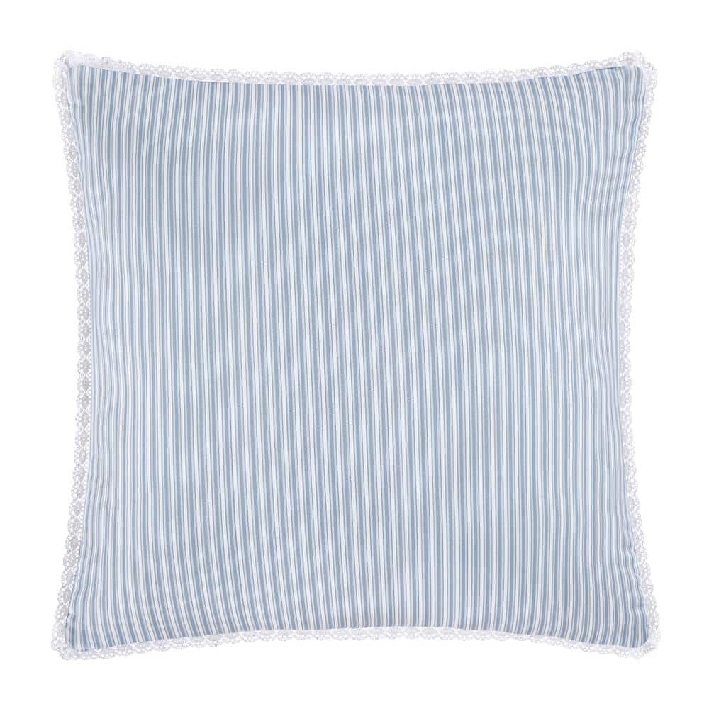 French Blue Floral Square Cotton Throw Pillow