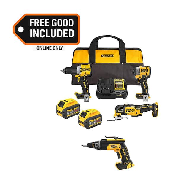 20V MAX Lithium-Ion Cordless 3-Tool Combo Kit and XR Brushless Screw Gun with (2) Flexvolt 6.0 Ah Batteries and Charger