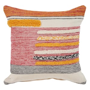 Eclectic Lined Multicolored Striped Hypoallergenic Polyester 18 in. x 18 in. Indoor Throw Pillow