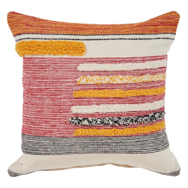 Unbranded Eclectic Lined Multicolored Striped Hypoallergenic Polyester 18 in. x 18 in. Indoor Throw Pillow