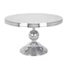 Litton Lane In Silver Medium Round Aluminum Sleek Ball Centered Base Coffee Table