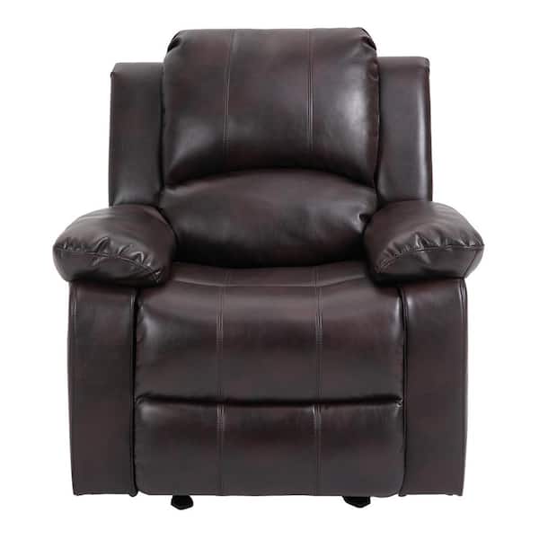 sumyeg Brown Faux Leather Modern Style 2-Side Pockets Massage Power Recline and Lift Chair with Footrest