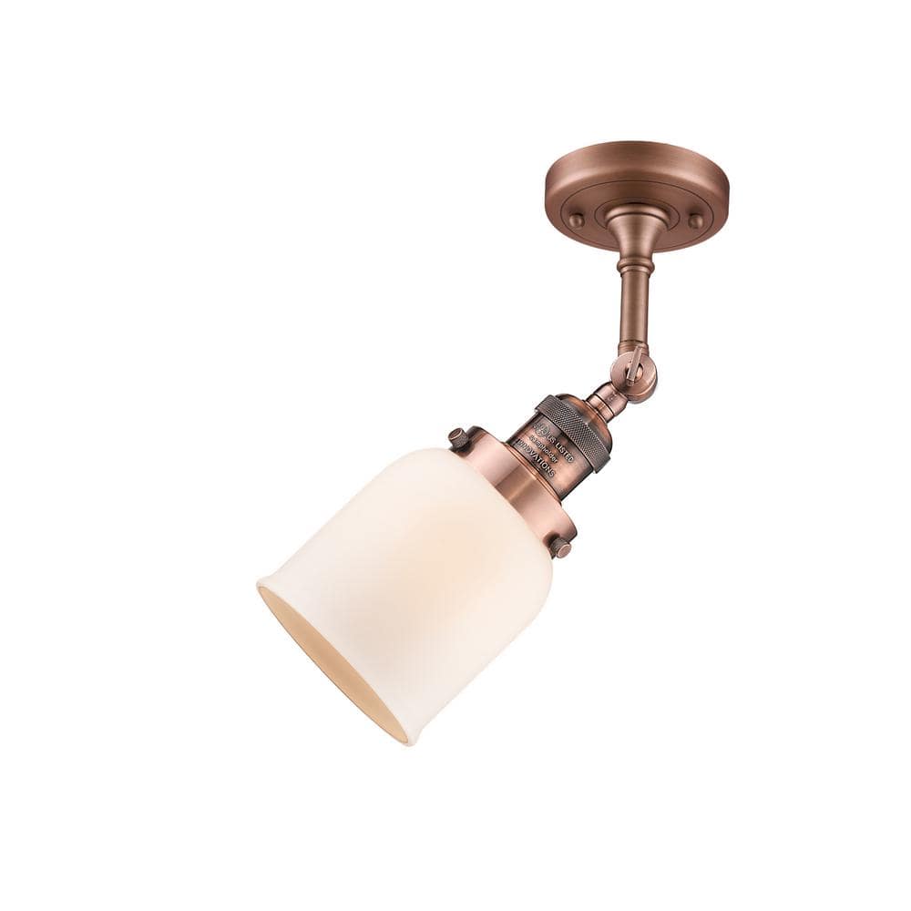 Antique Copper and White Glass Adjustable Wall Sconce