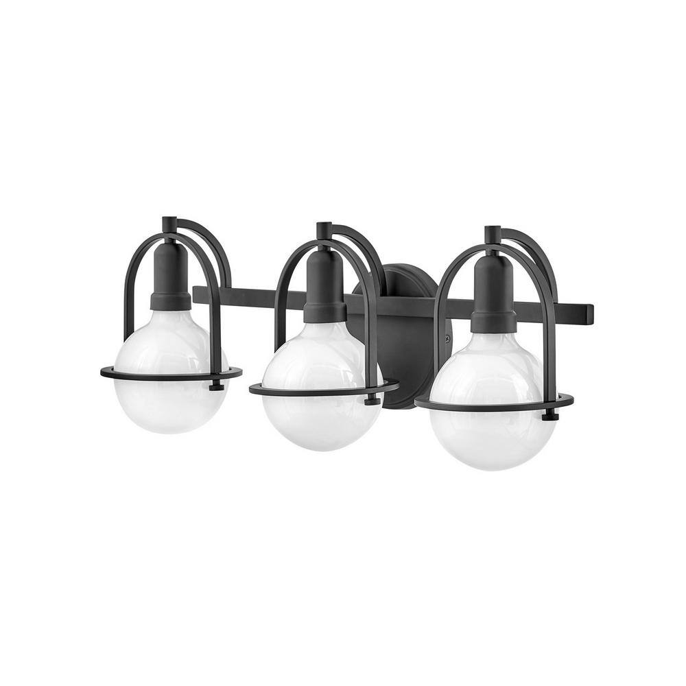 Somerset Elegant Black 3-Light Vanity Fixture with Vintage Appeal