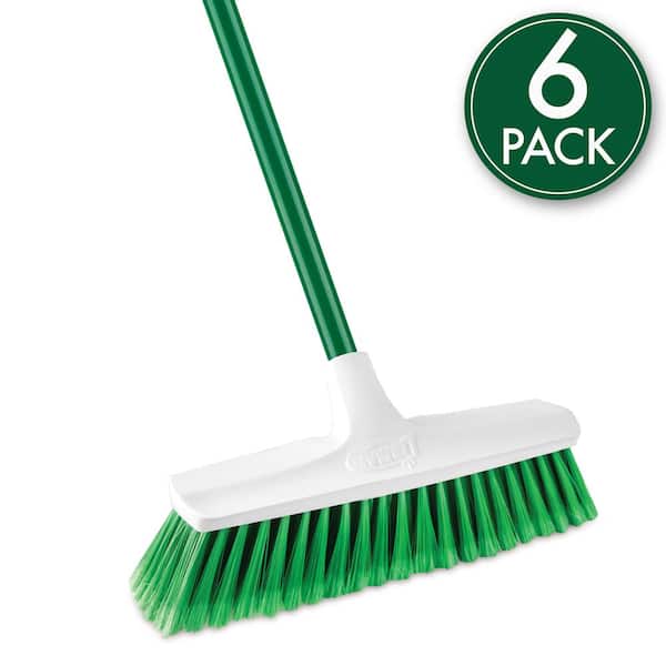 13 in. Smooth Surface Push Broom with Steel Handle (6-Pack)