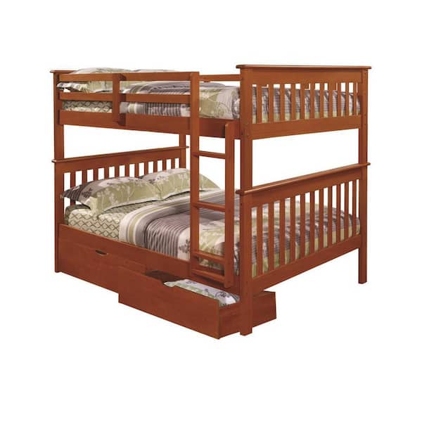 Donco Kids Brown Light Espresso Full Over Full Mission Bunk Bed with