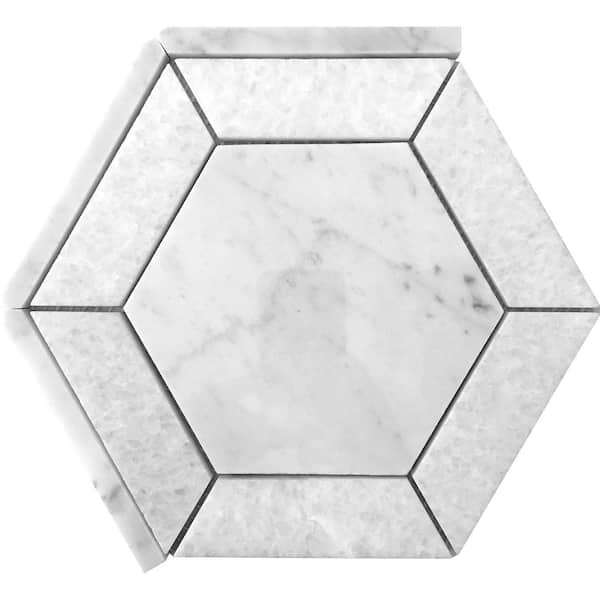 Apollo Tile White 8 in. x 8 in. Polished Marble Mosaic Tile Sample (0.44 sq. ft./Piece)