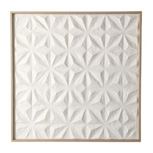 Framed Embossed Geometric White Wall Art, 31.5 in. x 31.5 in.