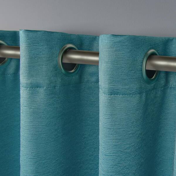 Curtains Oxford Teal Solid Polyester, Teal Grommet Blackout Curtains