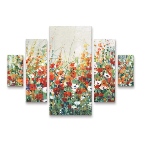 Trademark Fine Art Tim OToole Garden in Bloom II 5-Piece Panel Set Unframed Photography Wall Art 34 in. x 44 in