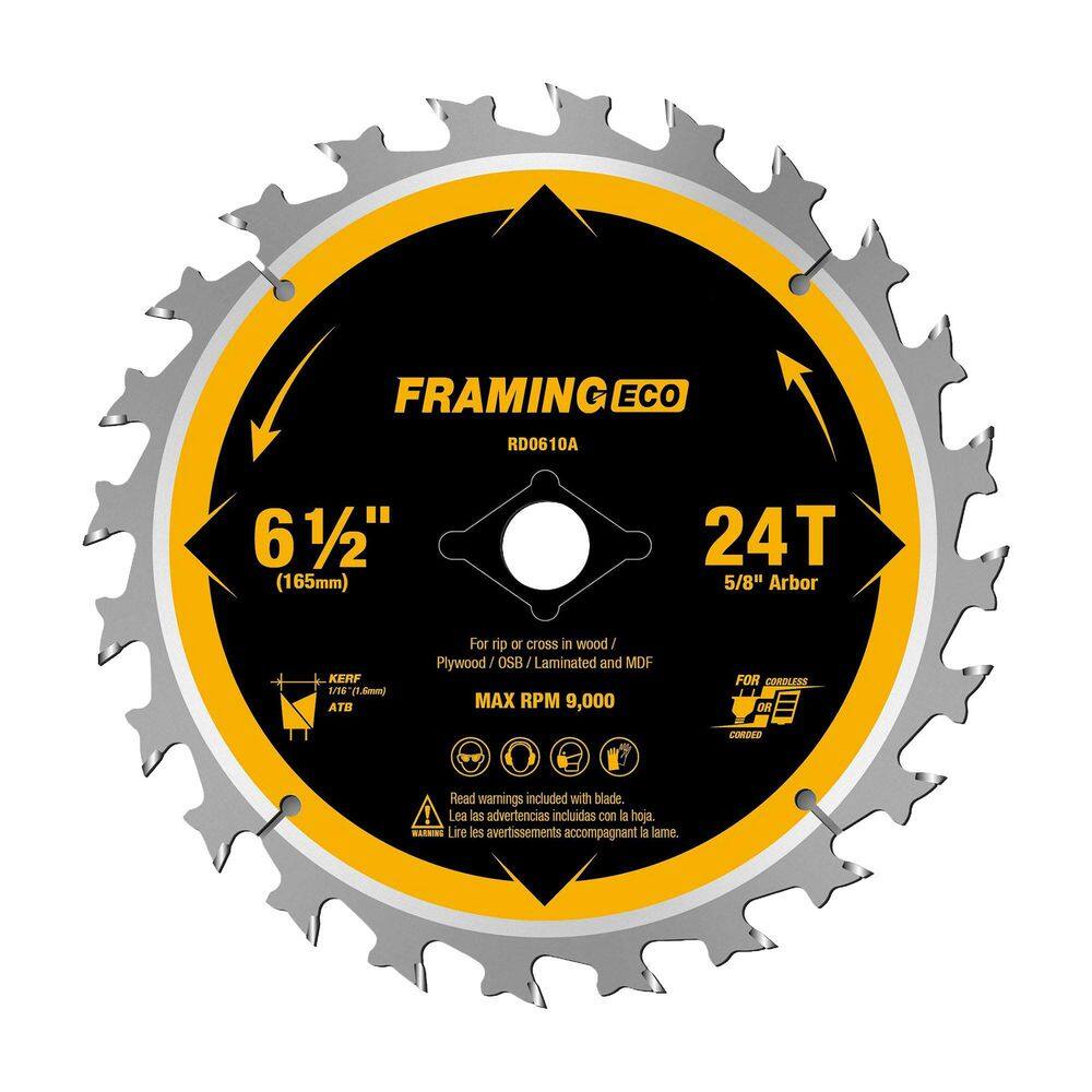 6.5 in. 24-Tooth Wood Cutting Tungsten Carbide Circular Saw Blade Power Tool Accessory (1-Pack) price history on PriceWatchPro
