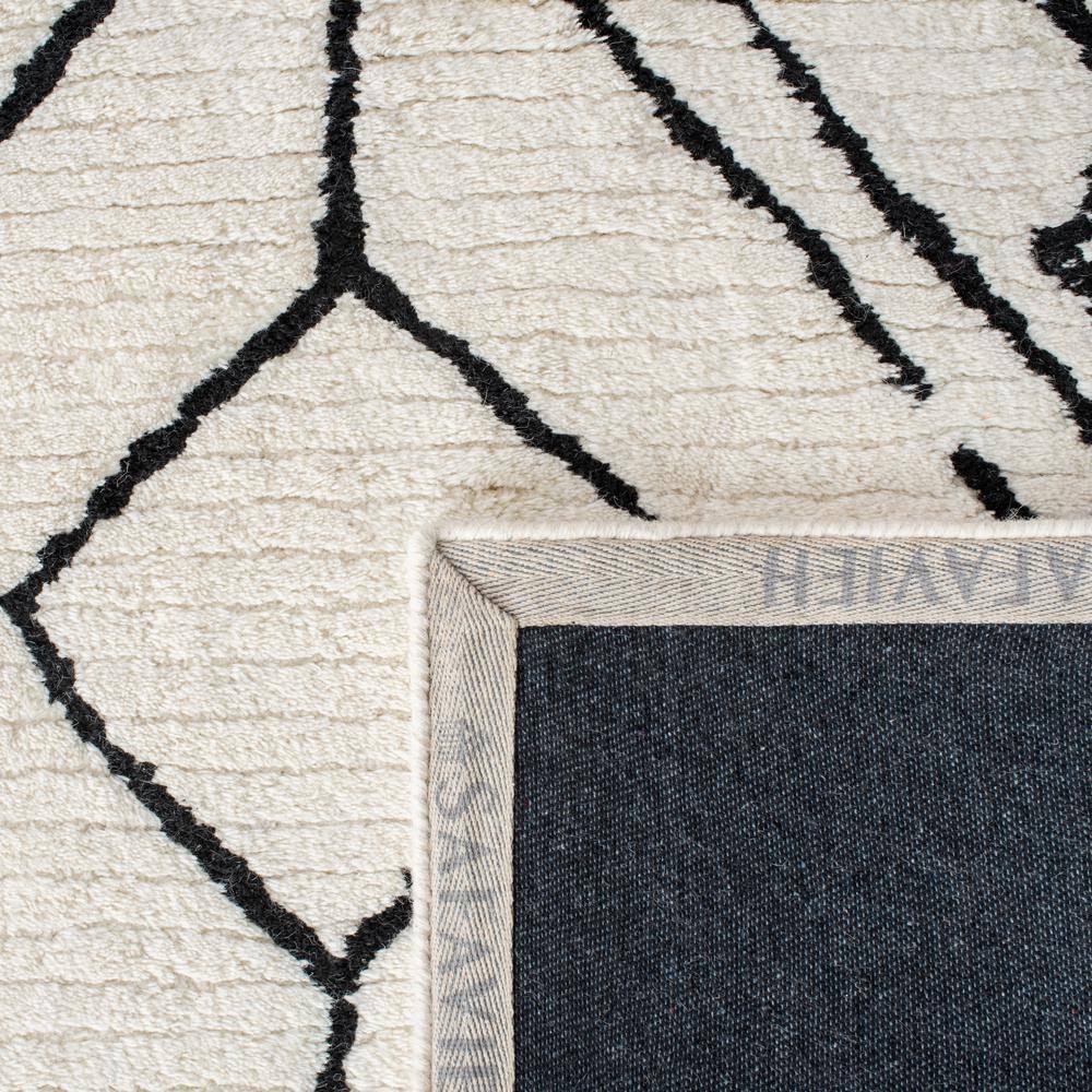 Ivory and Black Handmade Wool Tufted Shag Runner Rug