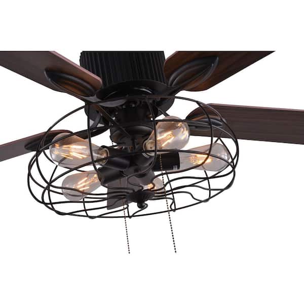 42 In Black Ceiling Fan With Light Kit, Bella Depot Black Industrial Ceiling Fan With Remote Control